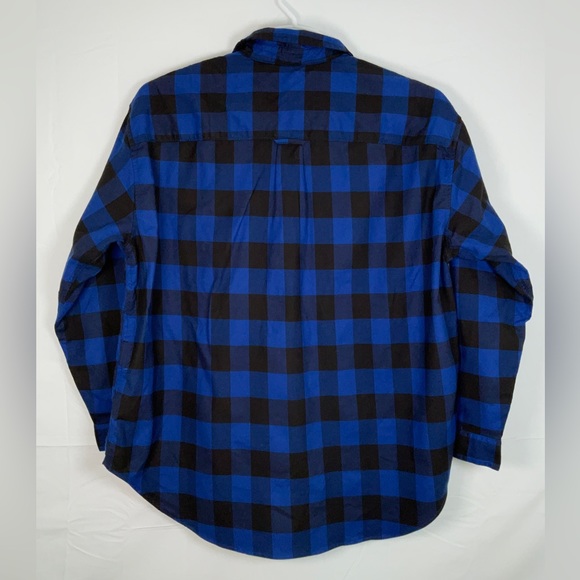 NWT Women’s Levi’s Long Sleeve Blue & Black Buffalo Plaid Flannel Shirt Large - Picture 5 of 6
